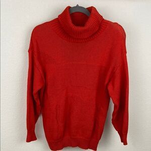 Vintage Knit Sweet Tree Red Turtleneck Sweater